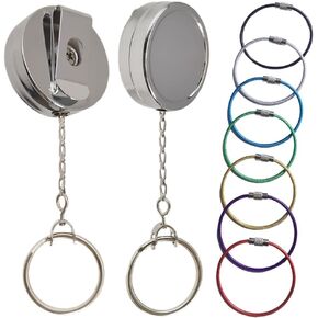 3Pack Retractable Keychain Heavy Duty Badge Reel with Strong Metal Chain for Lanyards for ID Badges and Badge Card Holder with Retractable Clip for Nurse Accessories Key Chain