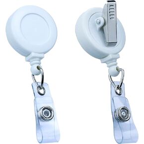 Badge Reels Retractable Badge Holder with Clip, Id Clips for Badges, Id Badge Reel, Retractable Id Badge Clip with Clear Vinyl Strap & Alligator Swivel, No Twist Dispenser (Black)