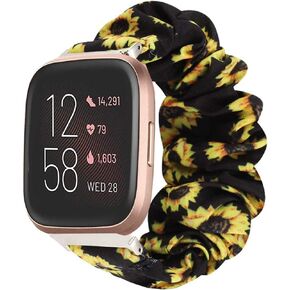 200Pcs Compatible for Fitbit Versa 2 Bands, Blueshaw Fabric Elastic Scrunchie Elastic Watch Band Women Cute Replacement Straps Compatible with Fitbit Versa 2 / Versa 2 lite/Versa (Sunflower Yellow)