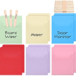 86 Pieces Class Jobs Pocket Chart for Classroom, Bulletin Board for Teacher's Helper, Class Management Educational Pocket Chart with Teacher Must Haves Classroom Supplies(Multi Colors)