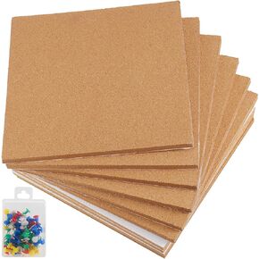 10 Pack 12 x 12 x 1/2 inches Cork Board Tiles, Ultra Strong Self Cork Tiles for Walls with 50 Push Pins, Thickened Cork Board for Pictures, Notes, Office, Room, Home Decor