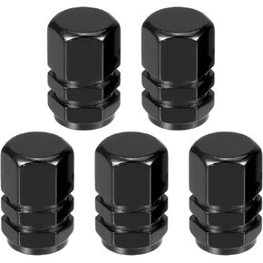 5 Pcs 0.43"x0.39"x0.63" Universal Tire Wheel Valve Stem Caps - Car Tire Valve Dust Caps Durable - Aluminum Alloy Black