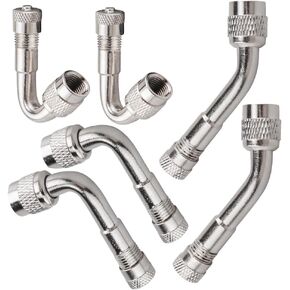 DSkoiph 6 Pack Valve Stem Extenders 45 degree, 90 degree and 135 degree Dually Valve Stem Extensions Compatible for Passenger Cars, RV, Stroller, Bicycles, Motorcycles and Trailers (Elbow Extender)
