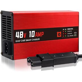 48V 10AMP Golf Cart Battery Charger for 48 Volt G19-G22 Golf Carts Lead-Acid Battery Smart Charger with 2-Pin Yamaha Plug