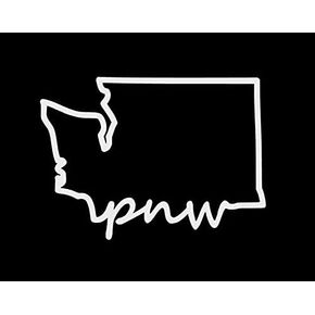 PNW Washington State Decal |White | Made in USA by Stick This! | Sticker for Car or Truck Windows, Laptop, Water Bottle, Tablets etc. | 4" x 2.75" |