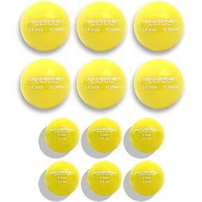 PowerNet Weighted Hitting Training Balls | 6 PK 2.8" and 6 PK 2" Micro Ball Combo | Choose Your Weight | Enhance Strength and Hand-Eye Coordination