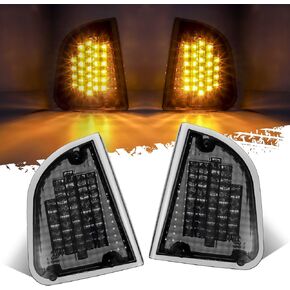 Partsam 1Pair Amber 29 LED Front Turn Signal Lights and Parking Lights Assembly Replacement for Kenworth T600 T660 K300 T300 T330, Smoked Lens,LH & RH, 1157 Plug