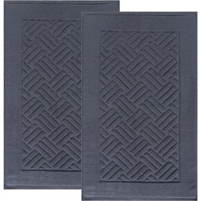 TOMORO Luxury Bath Mat Towels - 2 Pieces Cotton Absorbent Hotel Spa Shower Floor Towel Set for Bathroom Rug Pad 20 x 32 Inches