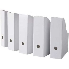 ROYALNA (5 PACK) White Magazine File Folder Holder, Magazine Organizer, Document Organizer, Storage Box (5)