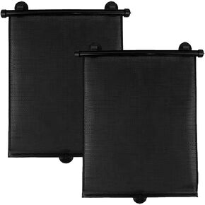 2 Pack Roller Car Side Window Sun Shade, Retractable Car Window Shade for Side Window, Baby Car Window Shades for UV and Sun Glare Protection (18"x20")