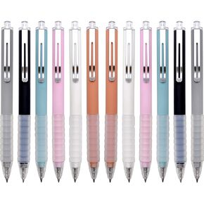 Medium Point 1mm Black Ink Work Pen with Super Soft Grip Ball Point Pen for Men Women Retractable Office Pens (Black ink, Black 12)