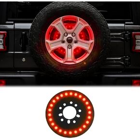 JWWY Spare Tire Carrier Brake Light Lamp Compatible with 1997-2024+ Jeep Wrangler JL JLU JK JKU TJ 4XE Exterior Accessories,LED Brake Light Ring,Alloy