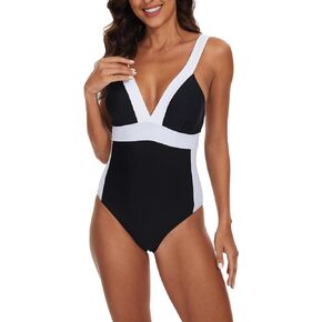 LIZENS One Piece Swimsuit for Women Deep V Neck Bathing Suit Womens Tummy Control Swimwear