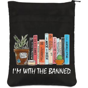 PLITI Book Lover Book Sleeve Reading Lover Gift Bookworm Gift I'm with The Banned Library Book Protector for Reader (with The Banned BSBL) in Kuwait