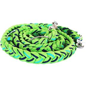 Horse Roping Knotted Tack Western Barrel Reins Nylon Braided Lime Turq 607235