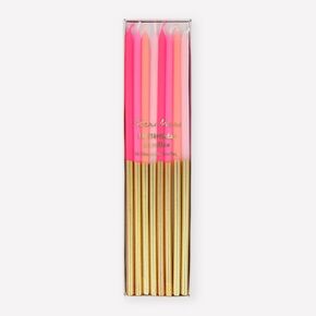 Meri Meri Gold Dipped Pink Mix Candles (Pack of 16)