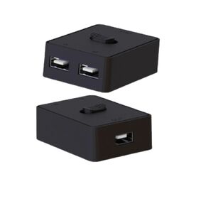 USB 2.0 Switch 1 in 2 Out, USB2.0 KVM Switcher 2 in 1 Out with One Key Switching, Bi Direction for Printer Scanner Mice Keyboard USB Device