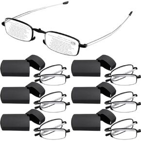 6 Pack Foldable Reading Glasses Blue Light Blocking with Magnetic Case Folding Spring Hinge Readers for Men Women