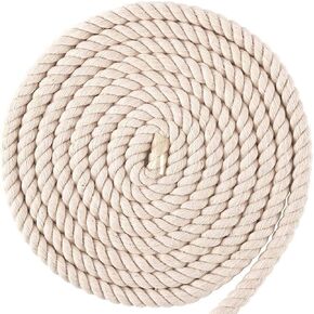 Macrame Rope 10mm Cotton Cord 3/8 Inch Thick Twisted Rope for Macramé Crafts Knotting Décor Pet Toys Sports Indoor Outdoor Use