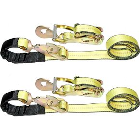 DKG-097 2" x 8' Axle Strap Ratchet Tie Down with Snap Hook -Extreme Strength Ratcheting Tension Car Carrier Straps – Car Hauler Trailer Snap Hook Ratchet (2 Pack)