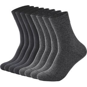 J-BOX Mens Cotton Crew Socks, Breathable Dress Socks, Casual Lightweight Comfortable (8/10 pairs)
