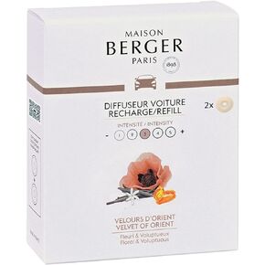 Set of 2 Ceramic Pods for Refillable Car Air Freshener Vent Clip Diffuser - 4/6 Weeks Diffusion Time - Maison Berger Fragrance and Scent - Amber’s Sun - Made in France