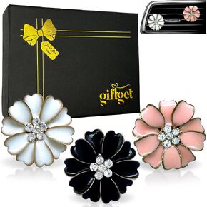 Cute Car Air Fresheners Vent Diffuser, 3-Pc Flower Air Vent Clips for Essential Oils, New Car Gifts for Teens, Car Gifts for Women, Commuter Gifts, Gift Boxed