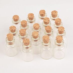 1.5ml Glass Bottles Small Bottles with Corks Mini Glass Vials for Packing Gift 50pcs/lot (1.5ml (16x24x6mm))…