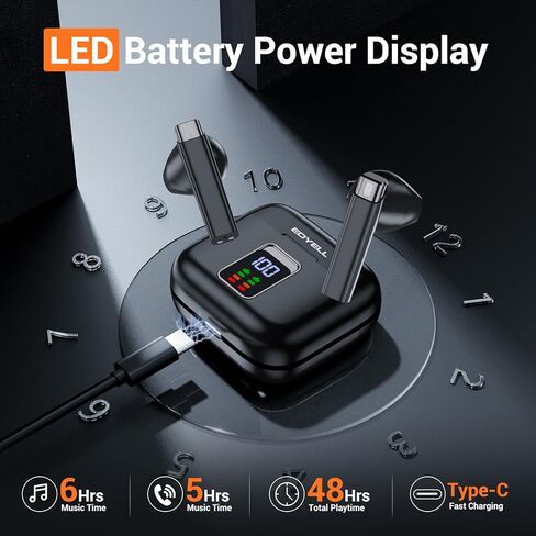 V1 سماعات أذن بلوتوث لاسلكية 13 مم، وقت تشغيل 48 ساعة، مع ENC، بلوتوث 5.3 زمن استجابة منخفض، شحن سريع من النوع C، موسيقى صوت ستيريو عالي الدقة/السفر/المكالمات in Kuwait