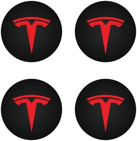 شعار مركز غطاء المحور (4 قطع) لأغطية المحور XINFOOB Tesla Model 3 Y (شعار أحمر) in Kuwait
