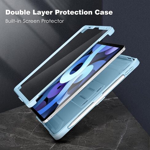 DTTO Case for iPad Air 5th / 4th Generation Case 10.9 Inch 2022/2020 with Pencil Holder, [Screen Protector] Shockproof Full Body Protective Cover, Also Fit iPad Pro 11 2021/2020/2018 - Taro Purple in Kuwait