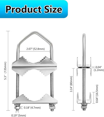 Starlink Mount, Starlink Pole Mount，V-Jaw Bracket U Bolts Pole Clamp Starlink Mounting Kit for RV, Double Pipe-Mounting(2 Pack) in Saudi Arabia