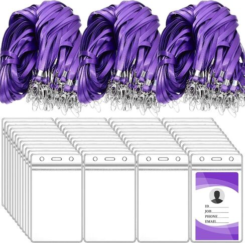 Harloon 600 Pieces Badge Holders and Lanyards Bulk 300 Pieces 4.5''×2.76'' Clear Plastic Vertical Name Tags Badge ID Card Holders and 300 Pieces Flat Neck Lanyards with Metal Swivel Hook Clip(Black) in Saudi Arabia