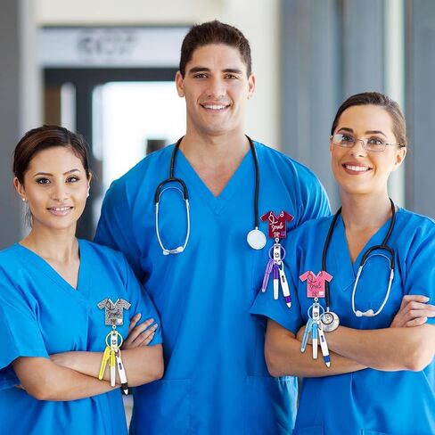 مجموعة أقلام ممرضة مكونة من 90 قطعة من ملحقات بكرة شارة الممرضات تتضمن حوامل شارة ممرضة قابلة للسحب وأقلام تحديد وأقلام كروية قابلة للسحب وسلسلة مفاتيح معدنية مفتوحة (جميلة) in Kuwait