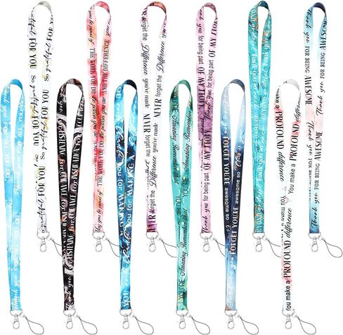24 Pcs Thank You Appreciation Gifts for Coworkers Lanyards for ID Badges Marble Wristlet Strap Neck Key Chain Holder with Inspirational Quote for Employee Nurses Teachers Party Favors in Saudi Arabia