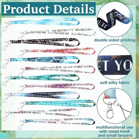 24 Pcs Thank You Appreciation Gifts for Coworkers Lanyards for ID Badges Marble Wristlet Strap Neck Key Chain Holder with Inspirational Quote for Employee Nurses Teachers Party Favors in Saudi Arabia