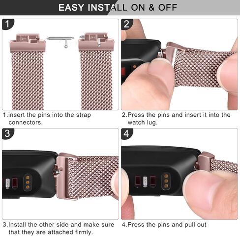 أساور Amzpas متوافقة مع Fitbit Inspire 2 Bands النساء والرجال، حلقة شبكية من الفولاذ المقاوم للصدأ، حزام بديل لسوار معصم مغناطيسي قابل للتعديل من أجل Fitbit Inspire 2 / Inspire HR/Inspire Fitness Tracker in Kuwait