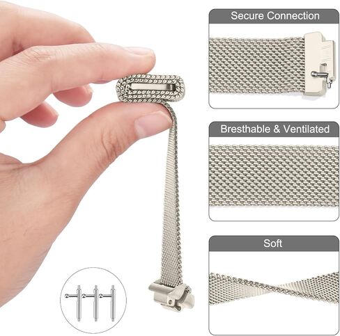 Amzpas bands Compatible for Fitbit Inspire 2 Bands Women Men, Stainless Steel Mesh Loop Adjustable Magnetic Wristband Replacement Strap for Fitbit Inspire 2 / Inspire HR/Inspire Fitness Tracker in Saudi Arabia