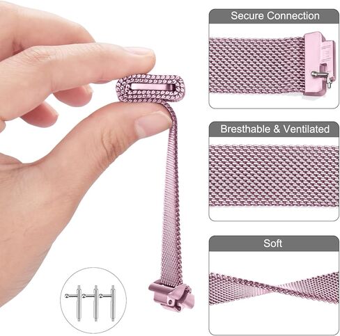 أساور Amzpas متوافقة مع Fitbit Inspire 2 Bands النساء والرجال، حلقة شبكية من الفولاذ المقاوم للصدأ، حزام بديل لسوار معصم مغناطيسي قابل للتعديل من أجل Fitbit Inspire 2 / Inspire HR/Inspire Fitness Tracker in Kuwait