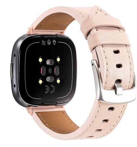 Nigaee Genuine Leather Bands Compatible with Fitbit Versa 3/Versa 4/Sense/Sense 2,Soft Leather Straps Adjustable Replacement Wristbands for Women Men in Kuwait