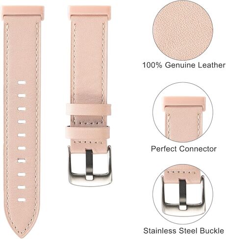 Nigaee Genuine Leather Bands Compatible with Fitbit Versa 3/Versa 4/Sense/Sense 2,Soft Leather Straps Adjustable Replacement Wristbands for Women Men in Kuwait