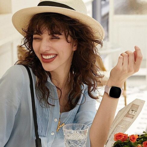 Nigaee Genuine Leather Bands Compatible with Fitbit Versa 3/Versa 4/Sense/Sense 2,Soft Leather Straps Adjustable Replacement Wristbands for Women Men in Kuwait