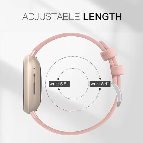 Nigaee Genuine Leather Bands Compatible with Fitbit Versa 3/Versa 4/Sense/Sense 2,Soft Leather Straps Adjustable Replacement Wristbands for Women Men in Kuwait