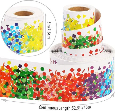 حدود لوحة إعلانات ملونة بطول 52.5 قدم، زخرفة حدود قصاصات قوس قزح لتزيين المدرسة والفصول الدراسية والمكاتب in Kuwait
