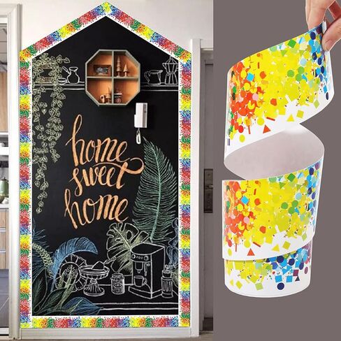 حدود لوحة إعلانات ملونة بطول 52.5 قدم، زخرفة حدود قصاصات قوس قزح لتزيين المدرسة والفصول الدراسية والمكاتب in Kuwait