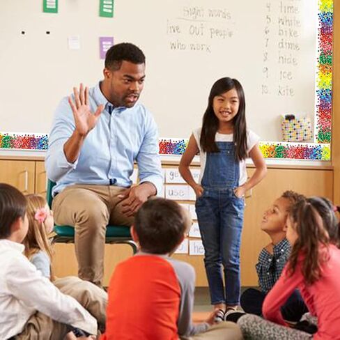 حدود لوحة إعلانات ملونة بطول 52.5 قدم، زخرفة حدود قصاصات قوس قزح لتزيين المدرسة والفصول الدراسية والمكاتب in Kuwait