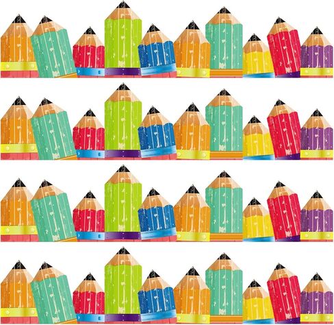 60 Pack 59ft Pencil Bulletin Board Border Classroom Rainbow Bulletin Borders Colorful Bulletin Board Trim Rustic Pencils Border and 100 Pcs Glue Points for School Classroom Chalkboard Desks Home Decor in Saudi Arabia