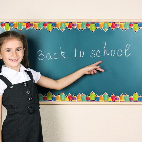 60 Pack 59ft Pencil Bulletin Board Border Classroom Rainbow Bulletin Borders Colorful Bulletin Board Trim Rustic Pencils Border and 100 Pcs Glue Points for School Classroom Chalkboard Desks Home Decor in Saudi Arabia