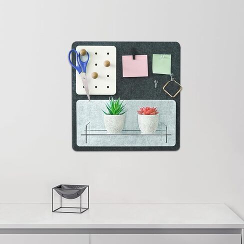 Felt Board & Acrylic Shelves for Wall,13"x13" Pin Board with 20 Push Pins, Non-Adhesive Small Bulletin Board Notice Board Message Board Wall Decor Sign Board for Home Office Classroom in Kuwait