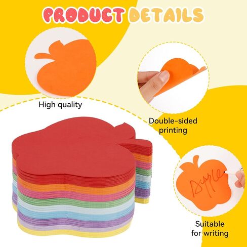 216 Pcs Apple Cutouts for Bulletin Board Decor,3.5 inch Spring Paper Apple Cut Outs Colorful Wall Stickers with 250 Glue Point for Classroom Craft Kids Back to School Bulletin Board Easter Decor in Saudi Arabia